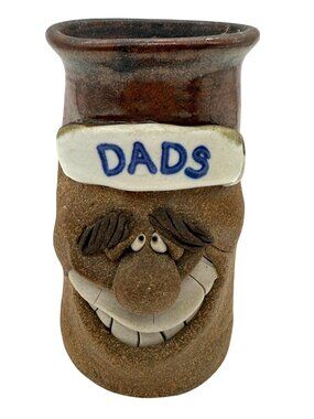 Mark Hines Studio Art Pottery DADS 3D Stoneware Mug Ugly Face Character Vtg 80s